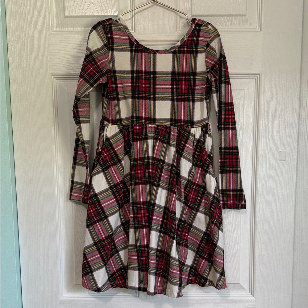Hanna Andersson Holiday Scoop-back Skater Red and Black Plaid Kids Dress